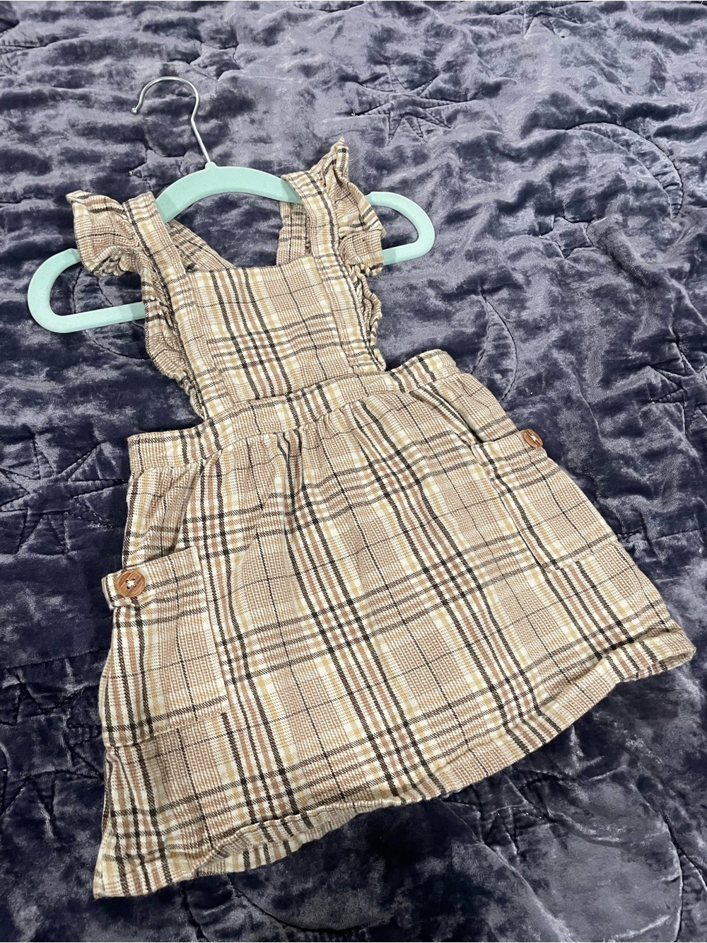 wonder nation Beige Plaid Ruffle-Strap Skirt